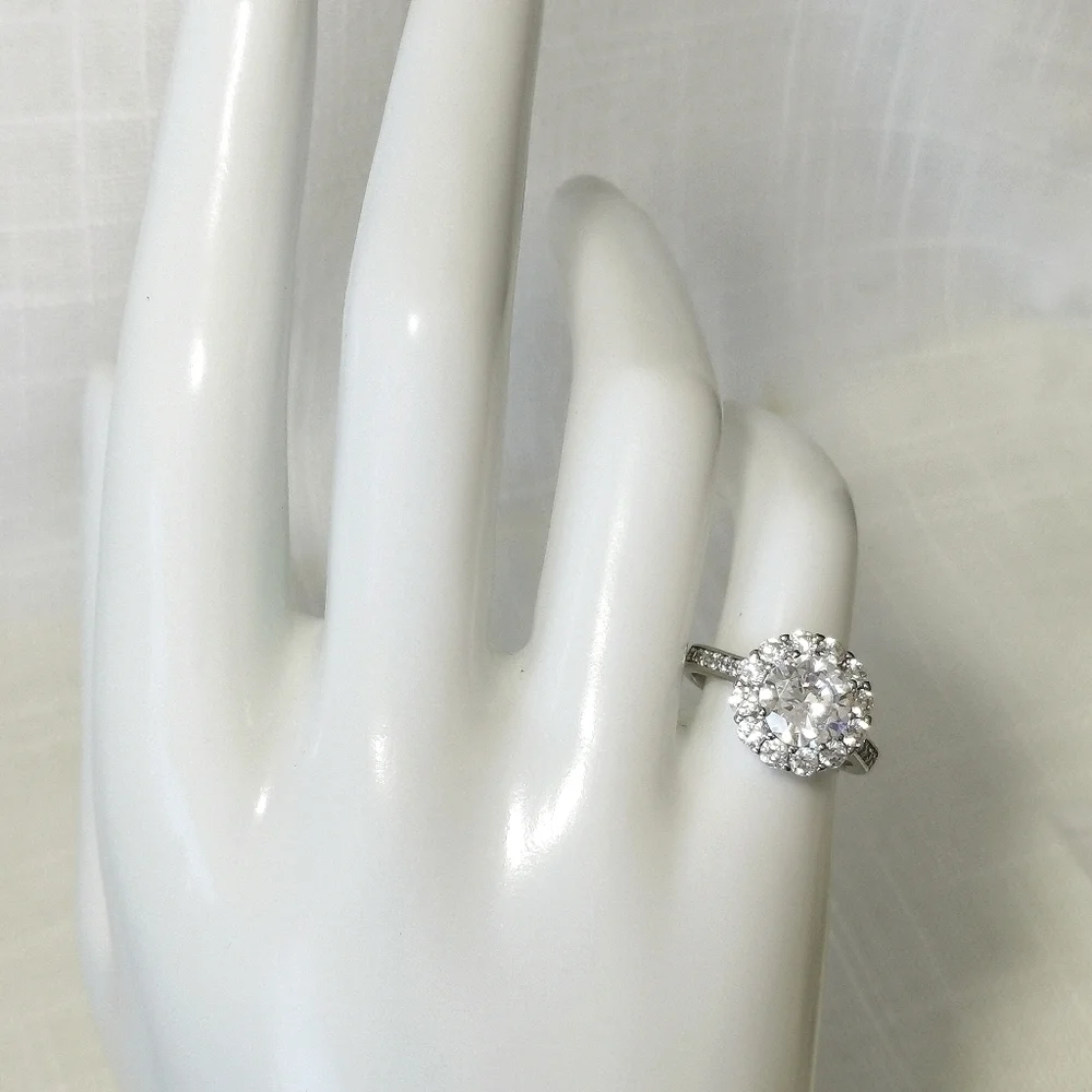 3ct CZ halo scallop flower ring size 6 🆕